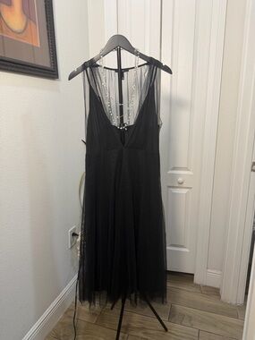 Forever 21 Black Sheer V-Neck Midi Dress